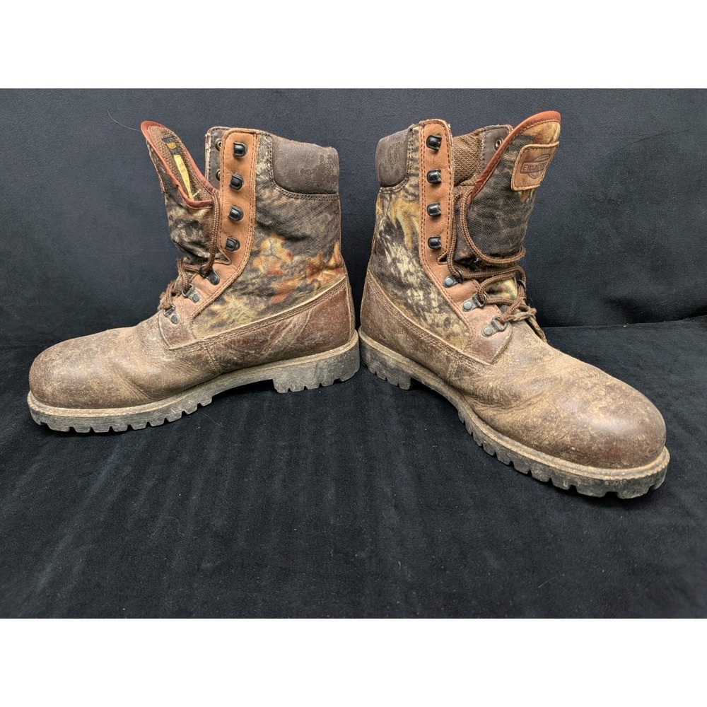 Field & Stream Rugged Leather Camo Hunting Boots Waterproof Thinsulate Mens 10.5